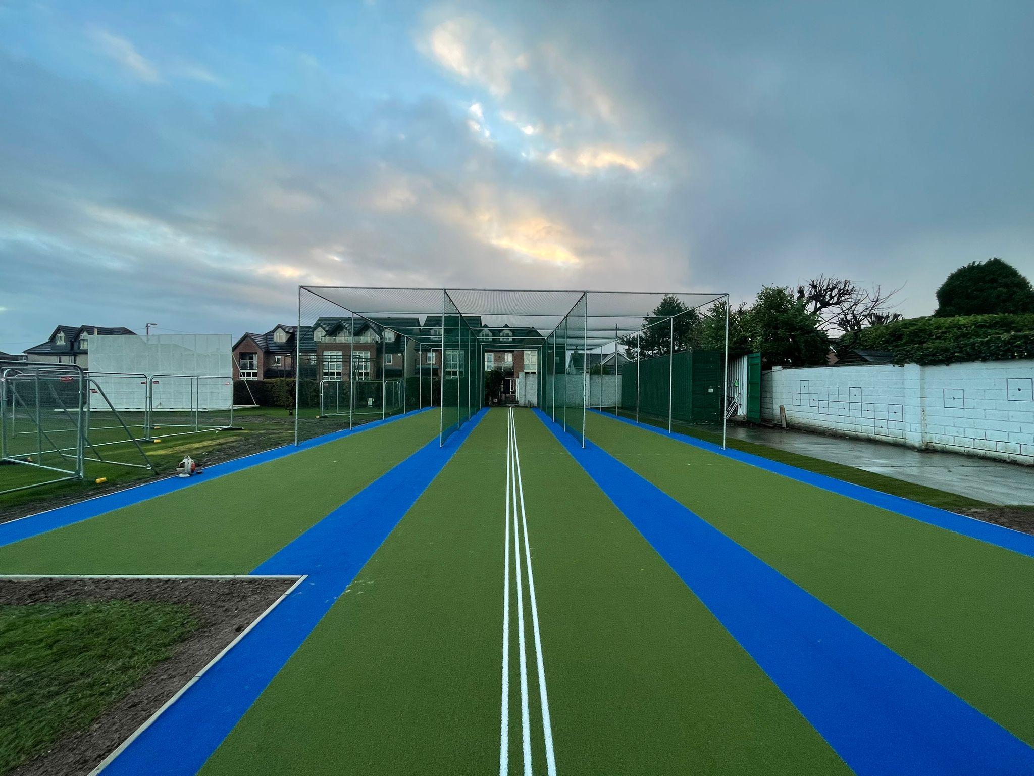 Cricket Pitch Blue and Green Carpet