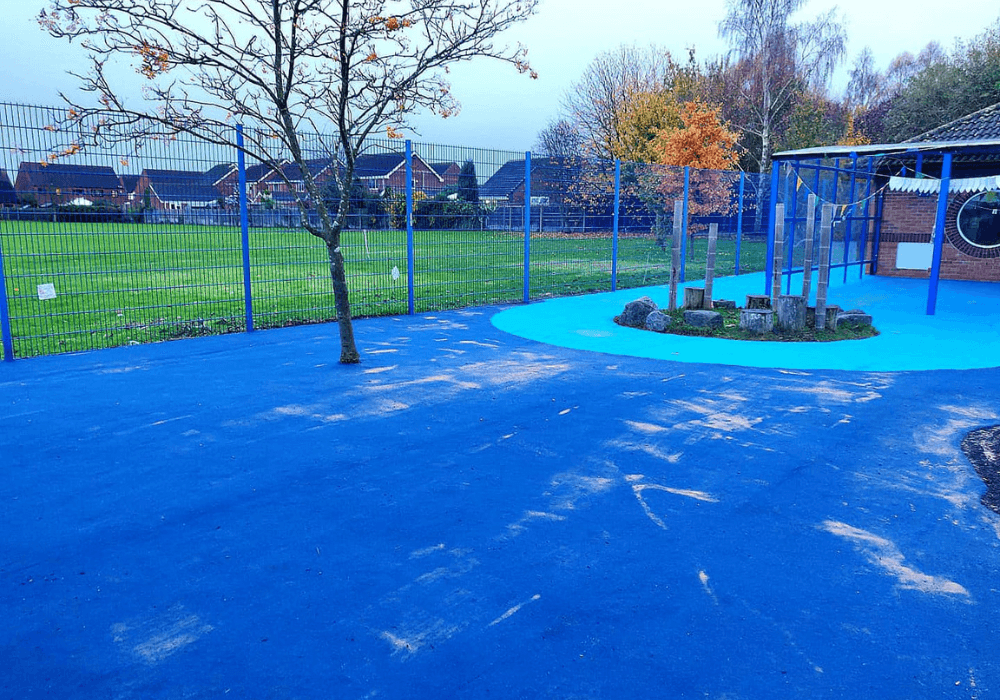 Blue playground with an overlay